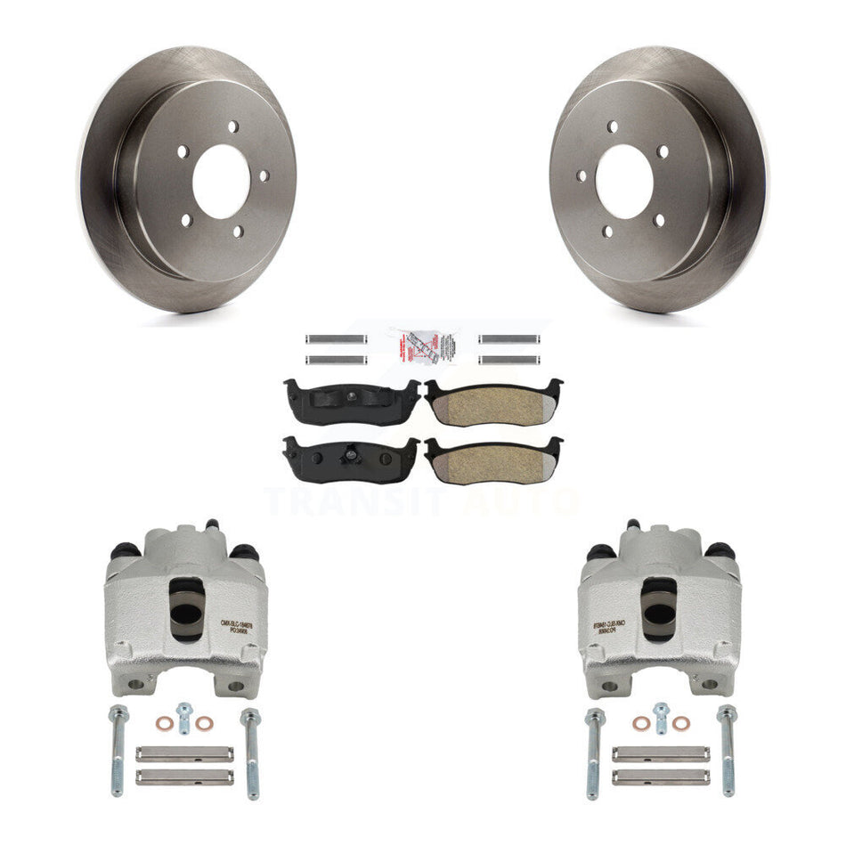 Rear Disc Brake Caliper Rotors Semi-Metallic Pad Kit For 1997-1998 Ford F-150 Expedition KC8-101002N