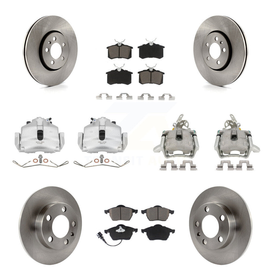Front Rear Disc Brake Caliper Rotors And Ceramic Pads Kit (10Pc) For 2006 Volkswagen Jetta 2.5L 1.9L With 288mm Diameter Rotor 7th 8th Digit Of VIN Is "9M" Or "1J" KC8-101003C