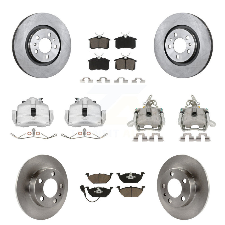 Front Rear Disc Brake Caliper Rotors And Ceramic Pads Kit (10Pc) For 2006 Volkswagen Jetta 2.5L 1.9L With 280mm Diameter Rotor 7th 8th Digit Of VIN Is "9M" Or "1J" KC8-101004C