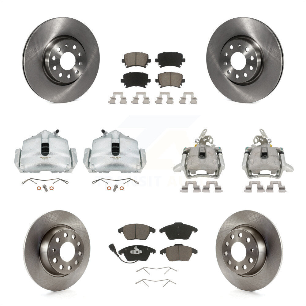 Front Rear Disc Brake Caliper Rotors And Ceramic Pads Kit (10Pc) For Volkswagen GTI KC8-101006C by Transit Auto