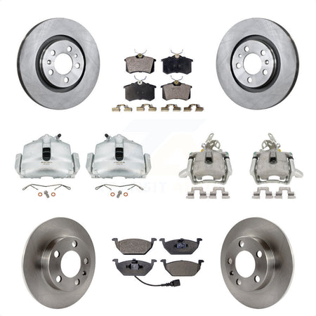 Front Rear Disc Brake Caliper Rotors And Semi-Metallic Pads Kit (10Pc) For 2006 Volkswagen Jetta 2.0L With 280mm Diameter Rotor 7th 8th Digit Of VIN Is "9M" Or "1J" KC8-101006P by Transit Auto