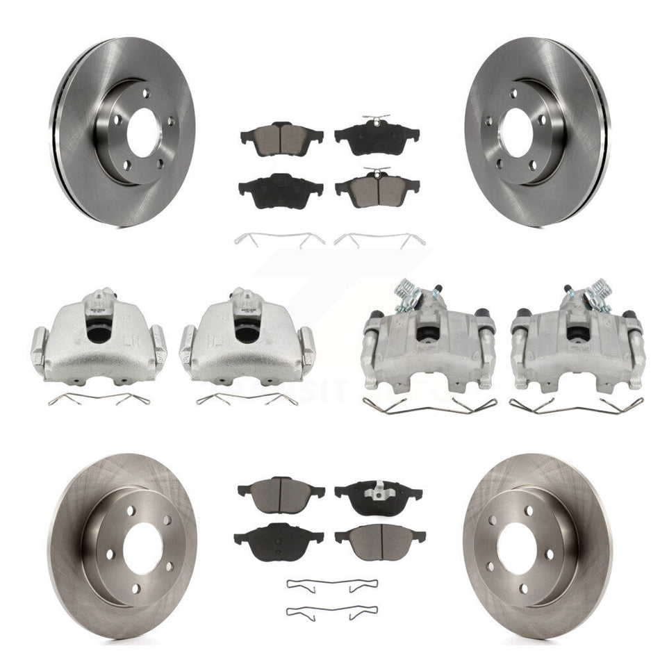 Front Rear Disc Brake Caliper Rotors And Ceramic Pads Kit (10Pc) For Mazda 3 Sport KC8-101007C