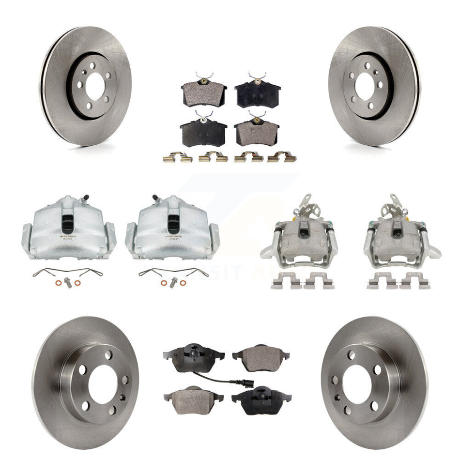Front Rear Disc Brake Caliper Rotors And Semi-Metallic Pads Kit (10Pc) For 2006 Volkswagen Jetta 2.0L With 288mm Diameter Rotor 7th 8th Digit Of VIN Is "9M" Or "1J" KC8-101007P