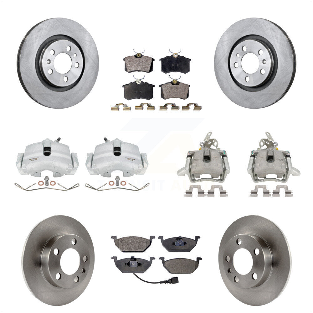 Front Rear Disc Brake Caliper Rotor & Semi-Metallic Pad Kit (10Pc) For 2006 Volkswagen Jetta 2.5L 1.9L With 280mm Diameter 7th And 8th Digit Of VIN Is "9M" Or "1J" KC8-101008P by Transit Auto