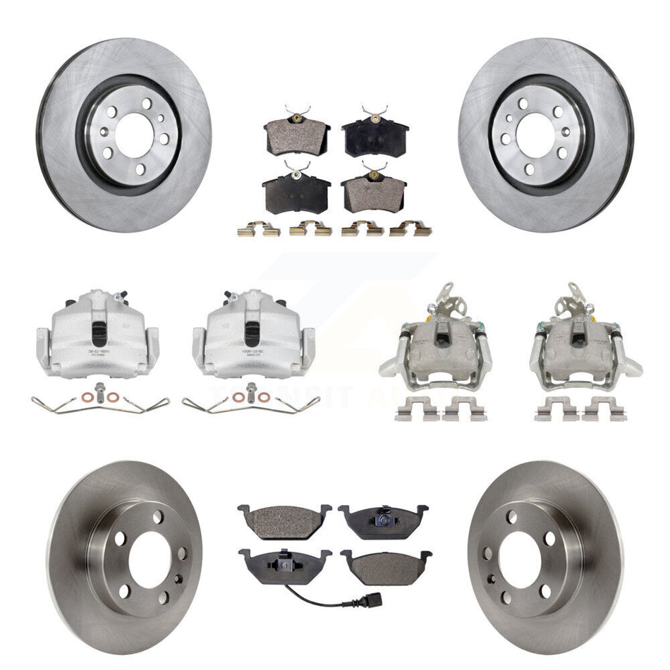 Front Rear Disc Brake Caliper Rotor & Semi-Metallic Pad Kit (10Pc) For 2006 Volkswagen Jetta 2.5L 1.9L With 280mm Diameter 7th And 8th Digit Of VIN Is "9M" Or "1J" KC8-101008P