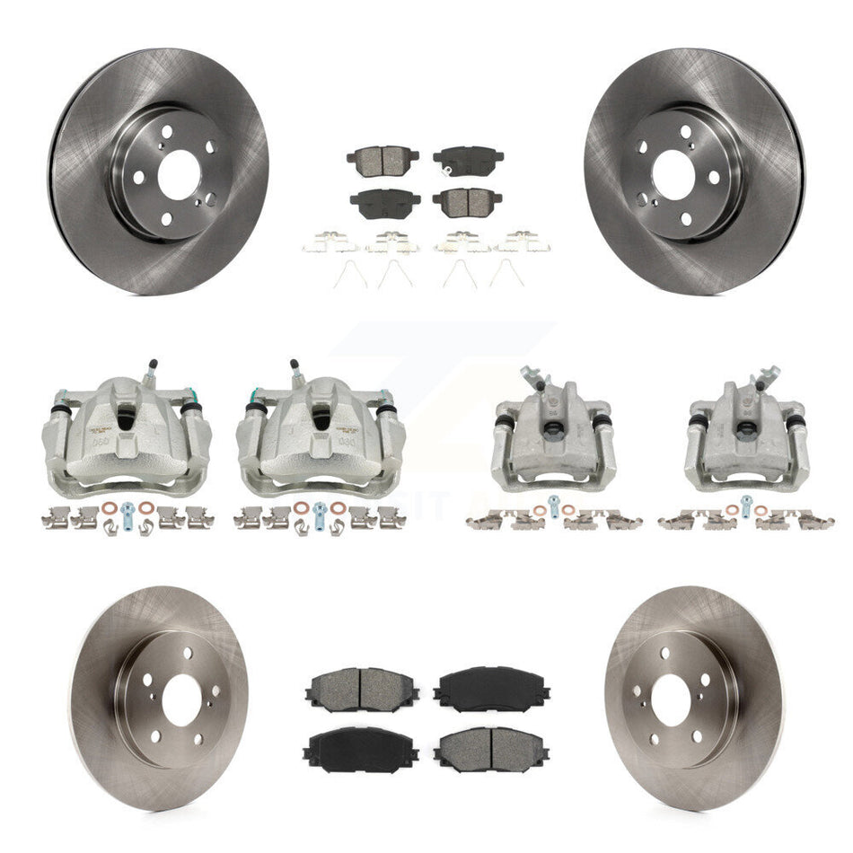 Front Rear Disc Brake Caliper Rotors And Semi-Metallic Pads Kit (10Pc) For Toyota Matrix KC8-101009S