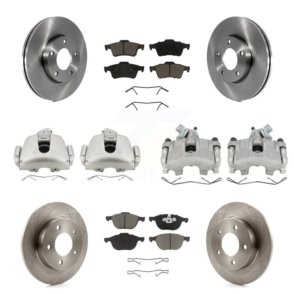 Front Rear Disc Brake Caliper Rotors And Ceramic Pads Kit (10Pc) For 2005 Mazda 3 2.0L KC8-101010C