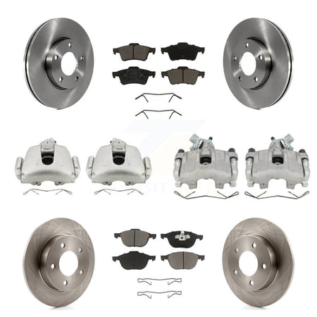 Front Rear Disc Brake Caliper Rotors And Ceramic Pads Kit (10Pc) For 2005 Mazda 3 2.0L KC8-101010C