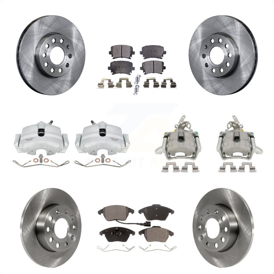 Front Rear Disc Brake Caliper Rotors And Semi-Metallic Pads Kit (10Pc) For 2006-2009 Volkswagen Rabbit KC8-101010P by Transit Auto