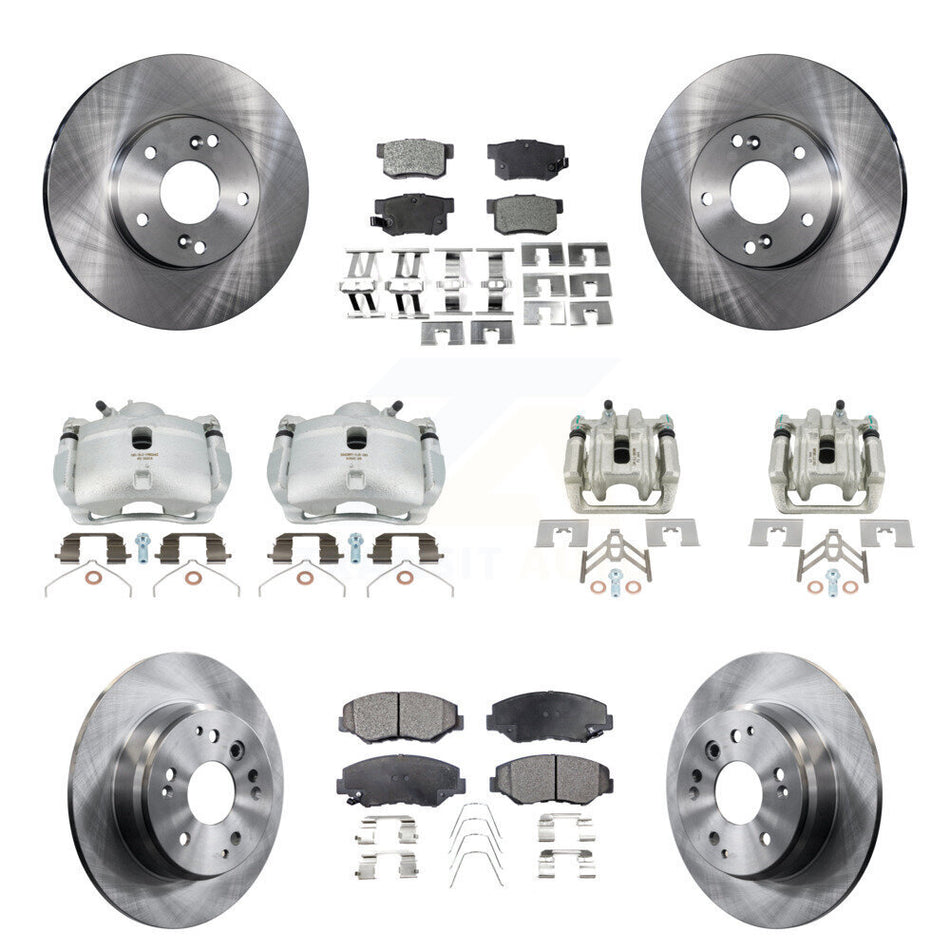 Front Rear Disc Brake Caliper Rotors And Ceramic Pads Kit (10Pc) For 2003-2011 Honda Element KC8-101014T
