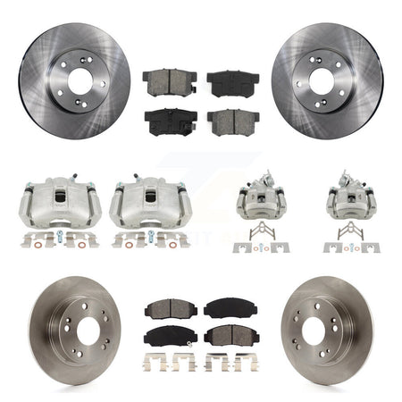 Front Rear Disc Brake Caliper Rotors And Semi-Metallic Pads Kit (10Pc) For Honda Accord KC8-101015S