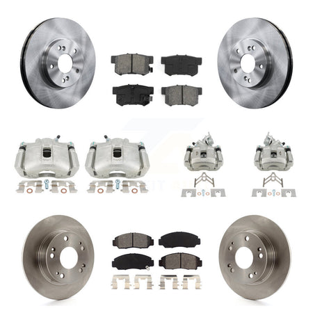 Front Rear Disc Brake Caliper Rotors And Semi-Metallic Pads Kit (10Pc) For Honda Accord KC8-101017S