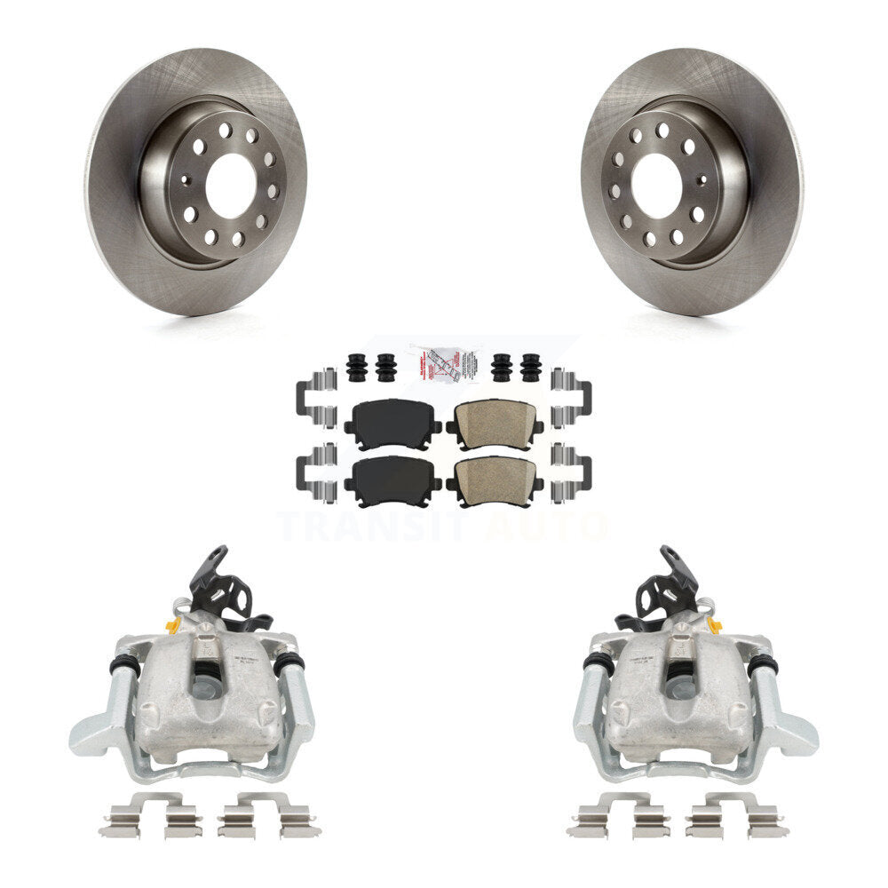 Rear Disc Brake Caliper Rotors And Ceramic Pads Kit For 2009 Volkswagen Jetta GLI With 286mm Diameter Rotor KC8-101018N by Transit Auto