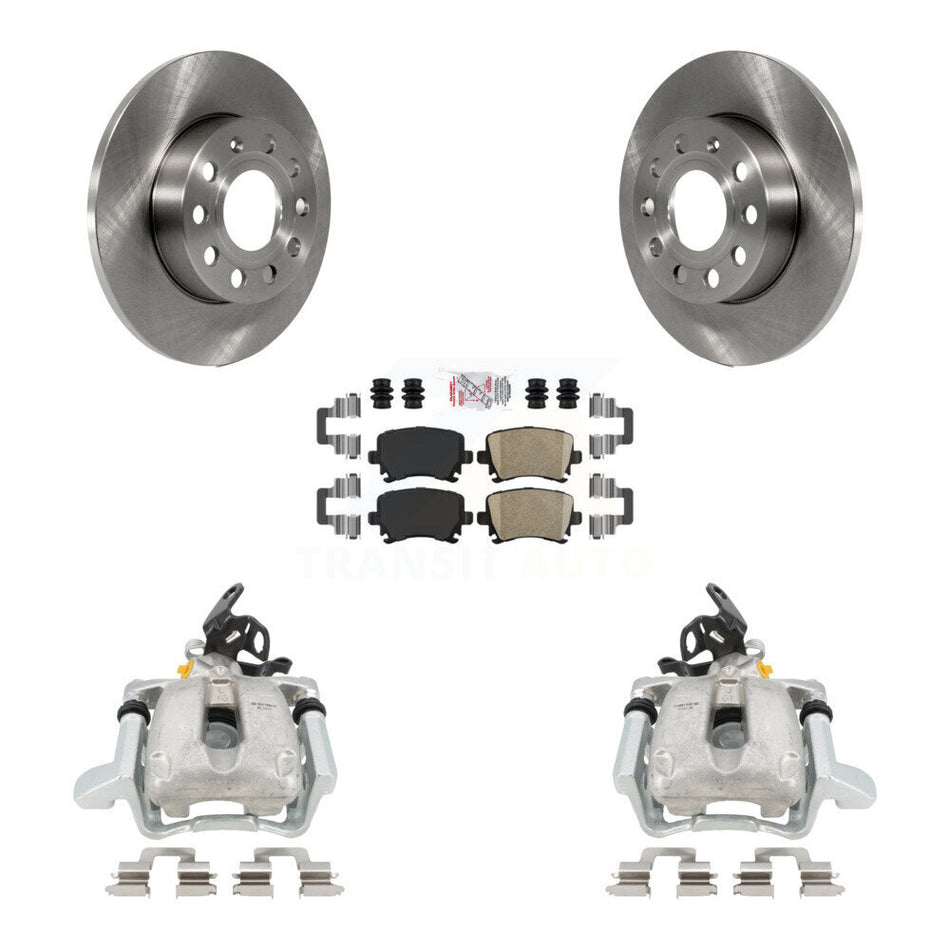 Rear Disc Brake Caliper Rotors And Ceramic Pads Kit For Volkswagen Jetta With 260mm Diameter Rotor KC8-101020N by Transit Auto