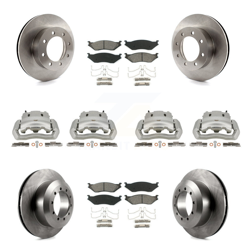 Front Rear Brake Caliper Rotors & Semi-Metallic Pad Kit (10Pc) For Ford E-550 Super Duty KC8-101020S