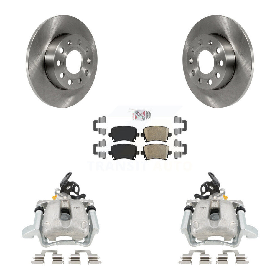 Rear Disc Brake Caliper Rotors And Ceramic Pads Kit For Volkswagen Jetta With 260mm Diameter Rotor KC8-101021N by Transit Auto