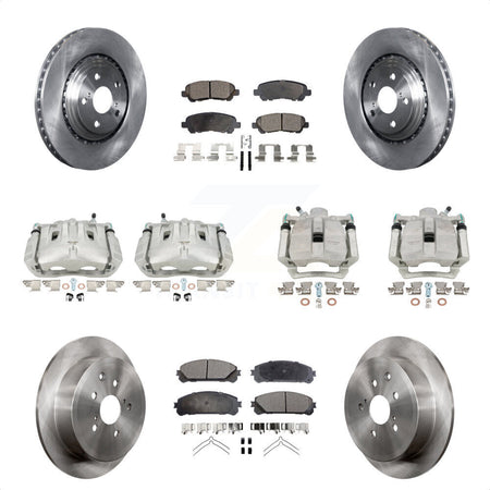 Front Rear Disc Brake Caliper Rotors And Semi-Metallic Pads Kit (10Pc) For 2014 Toyota Highlander Hybrid Limited with FULL HYBRID EV-GAS (FHEV) engine KC8-101022P by Transit Auto