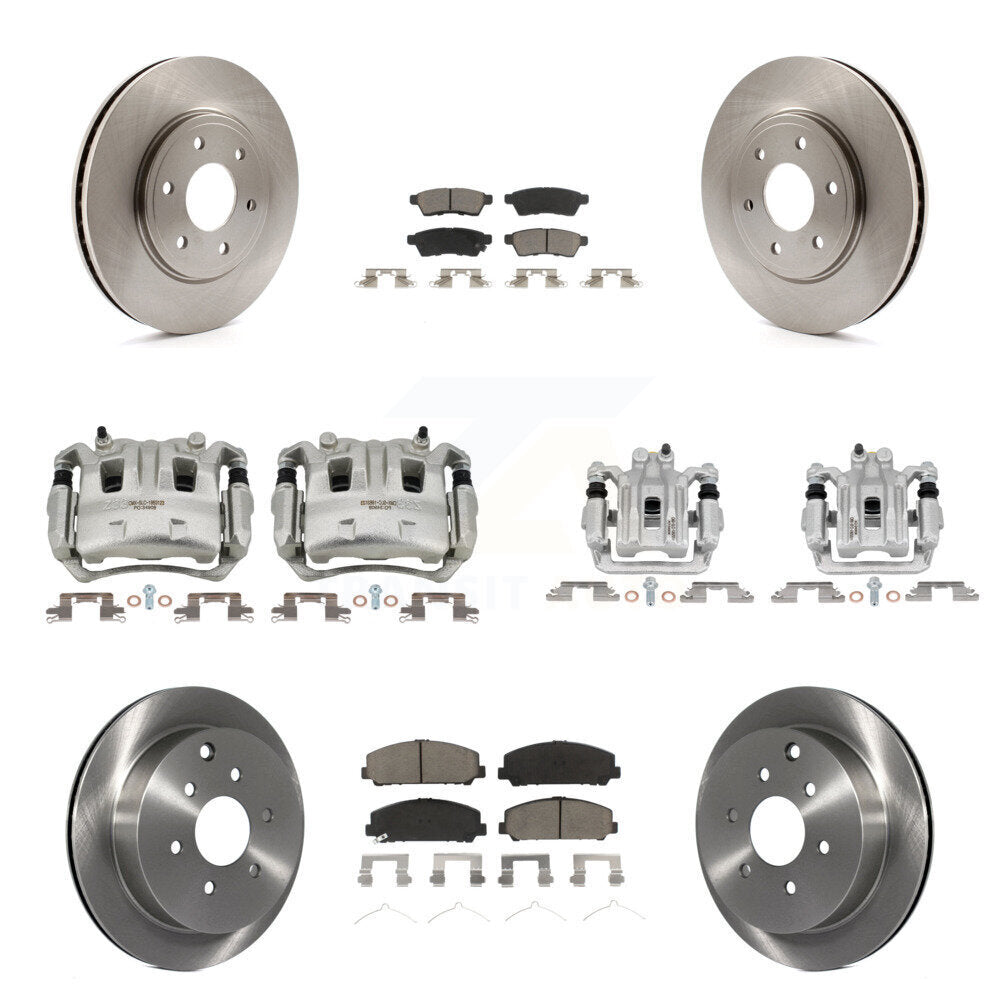 Front Rear Disc Brake Caliper Rotors And Ceramic Pads Kit (10Pc) For Suzuki Equator KC8-101023C