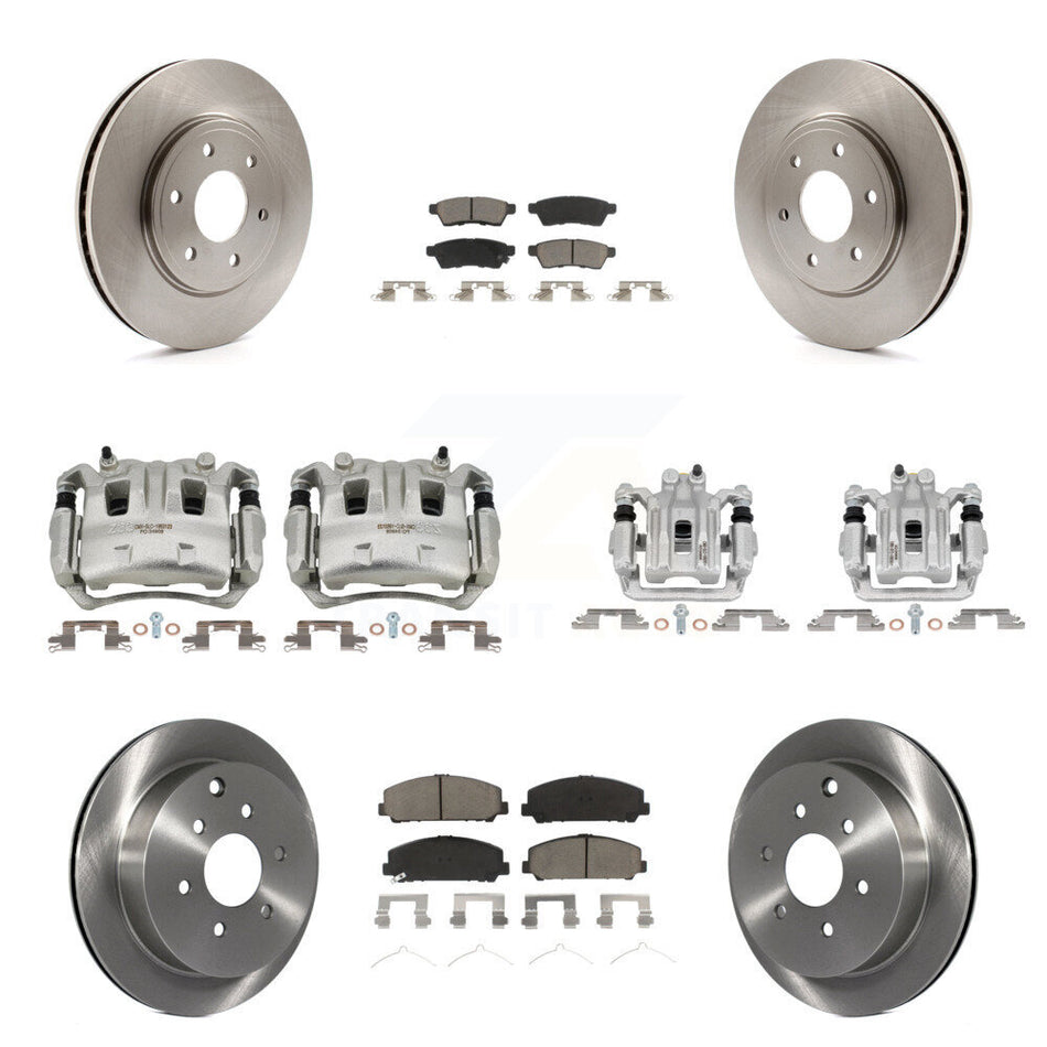 Front Rear Disc Brake Caliper Rotors And Ceramic Pads Kit (10Pc) For Suzuki Equator KC8-101023C