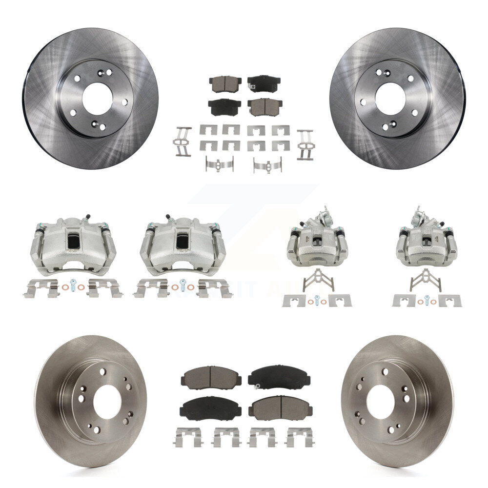 Front Rear Disc Brake Caliper Rotors And Ceramic Pads Kit (10Pc) For Honda Accord KC8-101025C