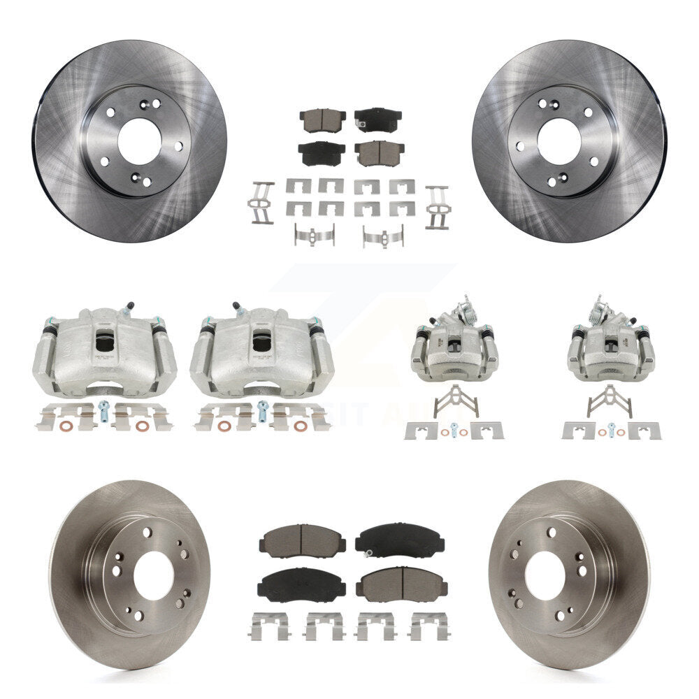 Front Rear Disc Brake Caliper Rotors And Ceramic Pads Kit (10Pc) For Honda Accord KC8-101027C