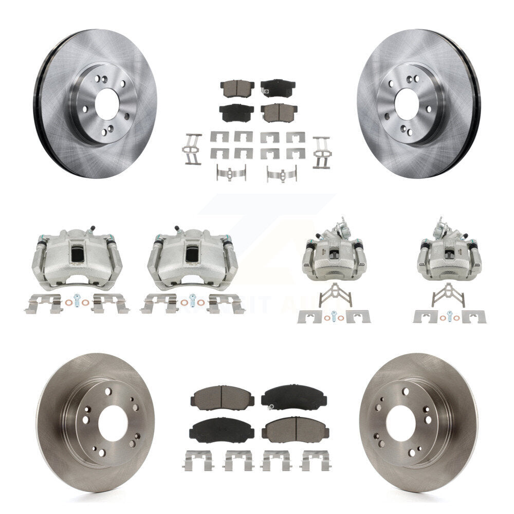 Front Rear Disc Brake Caliper Rotors And Ceramic Pads Kit (10Pc) For Honda Accord KC8-101028C