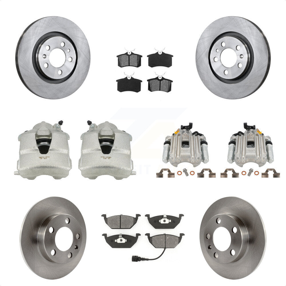 Front Rear Disc Brake Caliper Rotors And Semi-Metallic Pads Kit (10Pc) For Volkswagen Jetta City KC8-101028S by Transit Auto