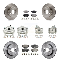 Front Rear Disc Brake Caliper Rotors And Semi-Metallic Pads Kit (10Pc) For 2012-2016 Hyundai Accent KC8-101029P