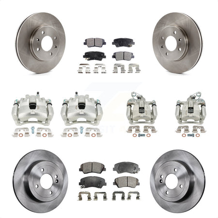 Front Rear Disc Brake Caliper Rotors And Semi-Metallic Pads Kit (10Pc) For 2012-2016 Hyundai Accent KC8-101029P by Transit Auto