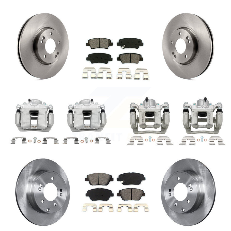 Front Rear Disc Brake Caliper Rotors Semi-Metallic Pad Kit (10Pc) For Hyundai Sonata Kia KC8-101029S