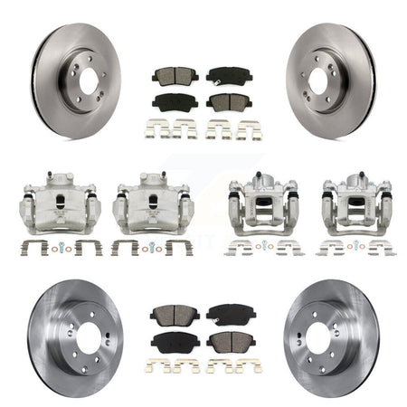 Front Rear Brake Caliper Rotor Semi-Metallic Pad Kit (10Pc) For 2014 Hyundai Sonata 2.0L KC8-101030S