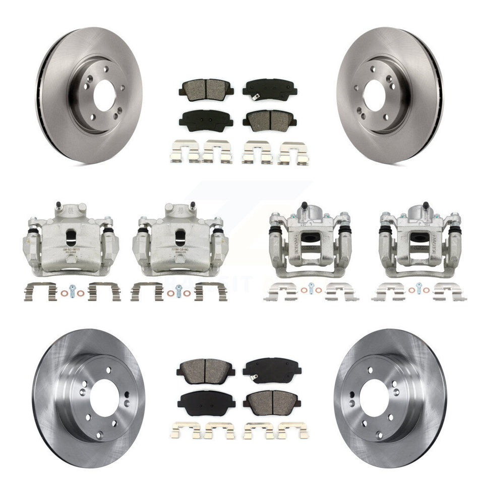 Front Rear Brake Caliper Rotor Semi-Metallic Pad Kit (10Pc) For 2014 Hyundai Sonata 2.0L KC8-101030S