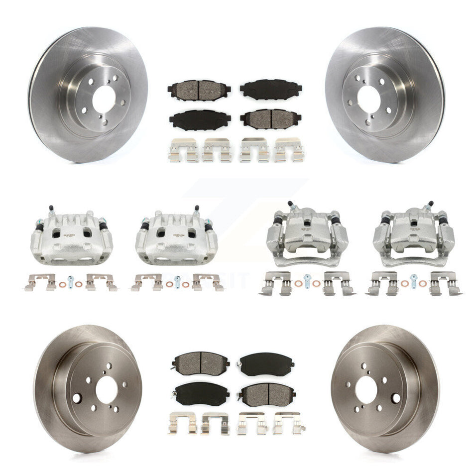 Front Rear Brake Caliper Rotors Semi-Metallic Pad Kit (10Pc) For Subaru Impreza Forester KC8-101033S