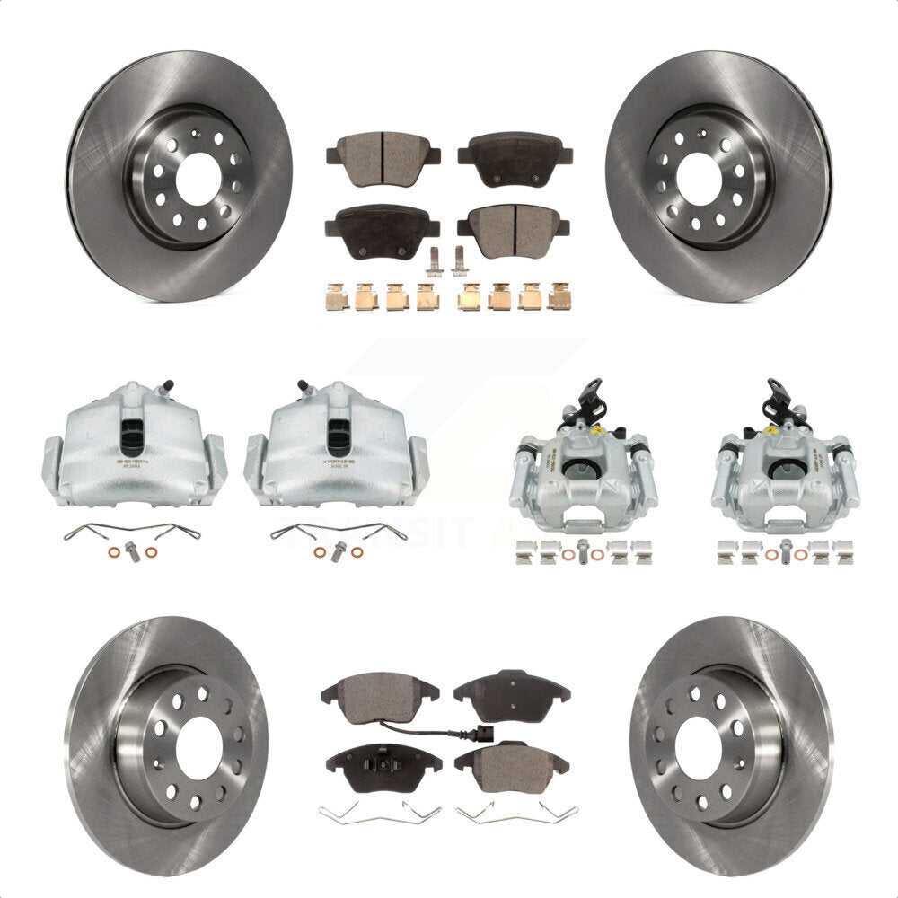 Front Rear Disc Brake Caliper Rotors And Ceramic Pads Kit (10Pc) For Volkswagen Beetle GTI KC8-101036T by Transit Auto