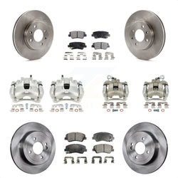 Front Rear Disc Brake Caliper Rotors And Semi-Metallic Pads Kit (10Pc) For Kia Rio KC8-101038P