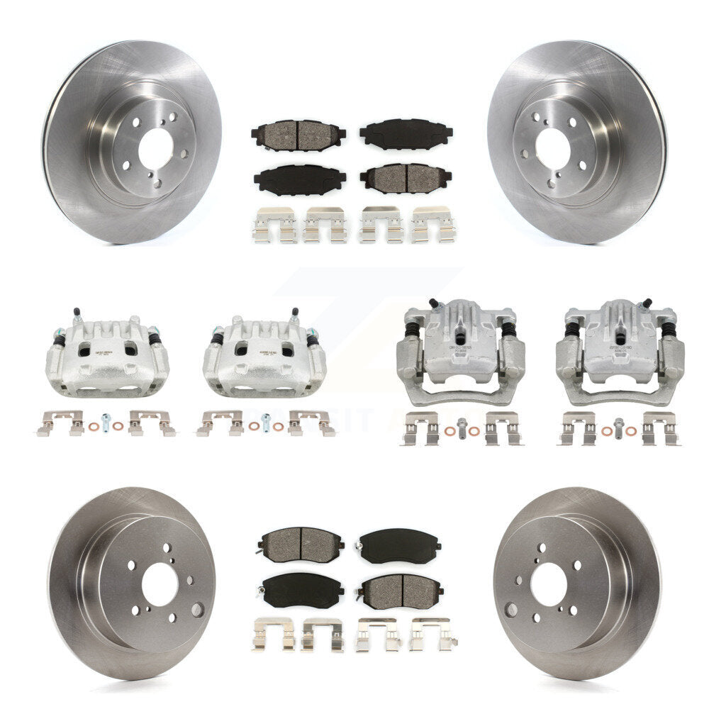 Front Rear Disc Brake Caliper Rotors Semi-Metallic Pad Kit (10Pc) For Subaru Forester XV KC8-101038S