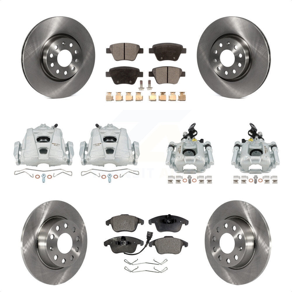 Front Rear Disc Brake Caliper Rotors And Ceramic Pads Kit (10Pc) For Volkswagen Passat KC8-101038T by Transit Auto