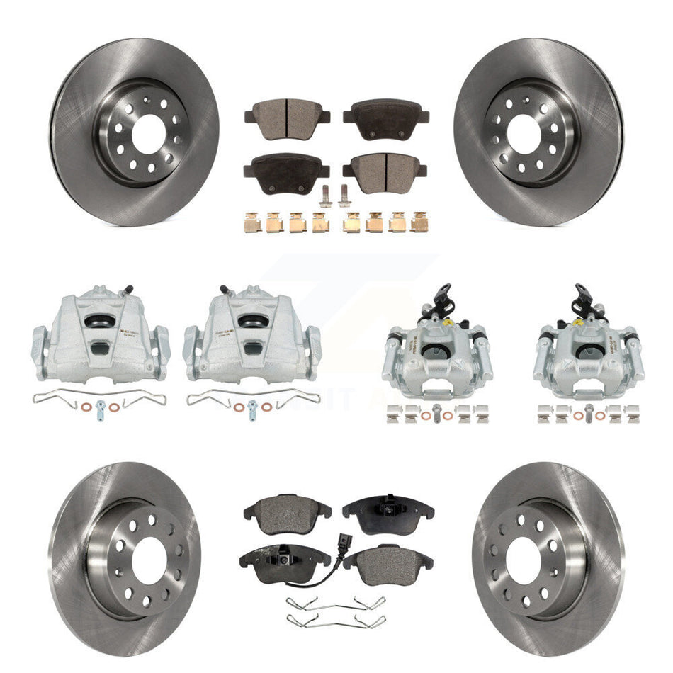 Front Rear Disc Brake Caliper Rotors And Ceramic Pads Kit (10Pc) For Volkswagen Passat KC8-101038T