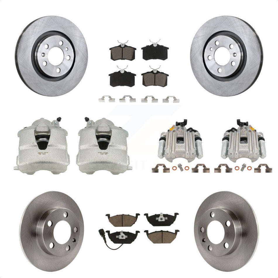 Front Rear Disc Brake Caliper Rotors And Ceramic Pads Kit (10Pc) For Volkswagen Jetta City KC8-101040C by Transit Auto