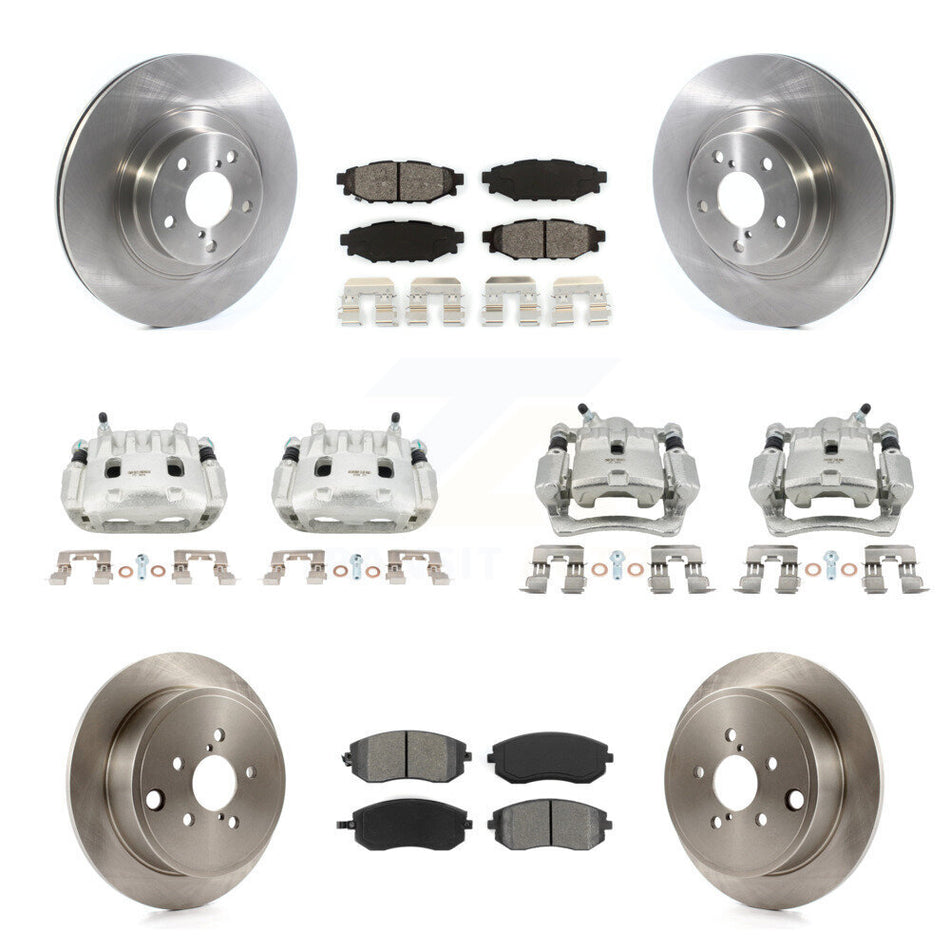 Front Rear Brake Caliper Rotors Semi-Metallic Pad Kit (10Pc) For Subaru Impreza Forester KC8-101040S