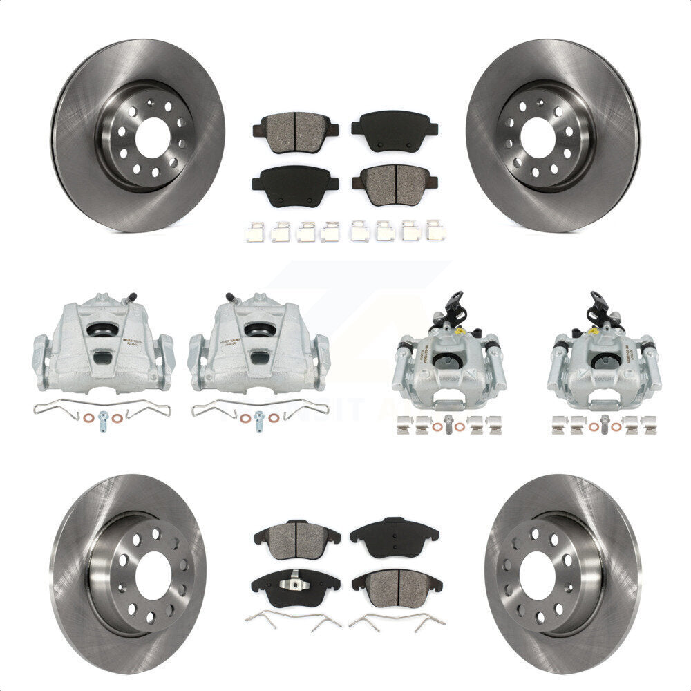 Front Rear Disc Brake Caliper Rotors And Semi-Metallic Pads Kit (10Pc) For Volkswagen Passat KC8-101041S by Transit Auto