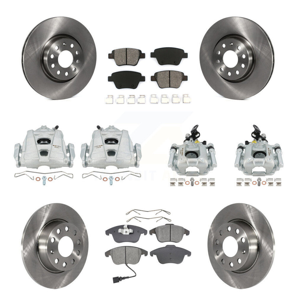Front Rear Disc Brake Caliper Rotors And Semi-Metallic Pads Kit (10Pc) For Volkswagen Passat KC8-101041S