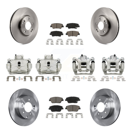 Front Rear Disc Brake Caliper Rotors Ceramic Pad Kit (10Pc) For 2014 Hyundai Sonata 2.0L KC8-101042C