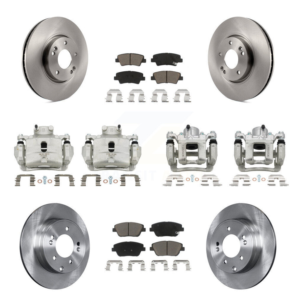 Front Rear Disc Brake Caliper Rotors Ceramic Pad Kit (10Pc) For 2014 Hyundai Sonata 2.0L KC8-101042C