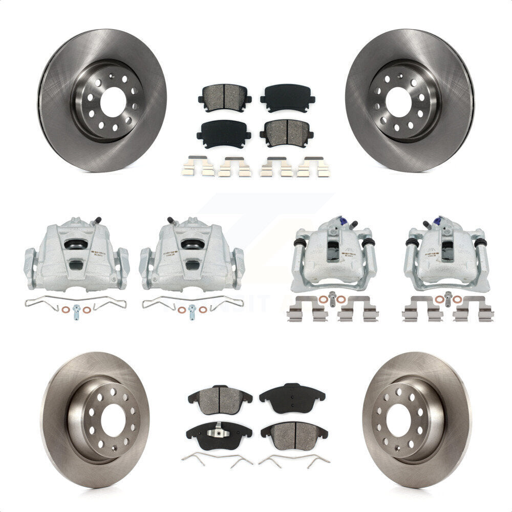 Front Rear Disc Brake Caliper Rotors And Semi-Metallic Pads Kit (10Pc) For 2009-2011 Volkswagen Tiguan KC8-101042S by Transit Auto