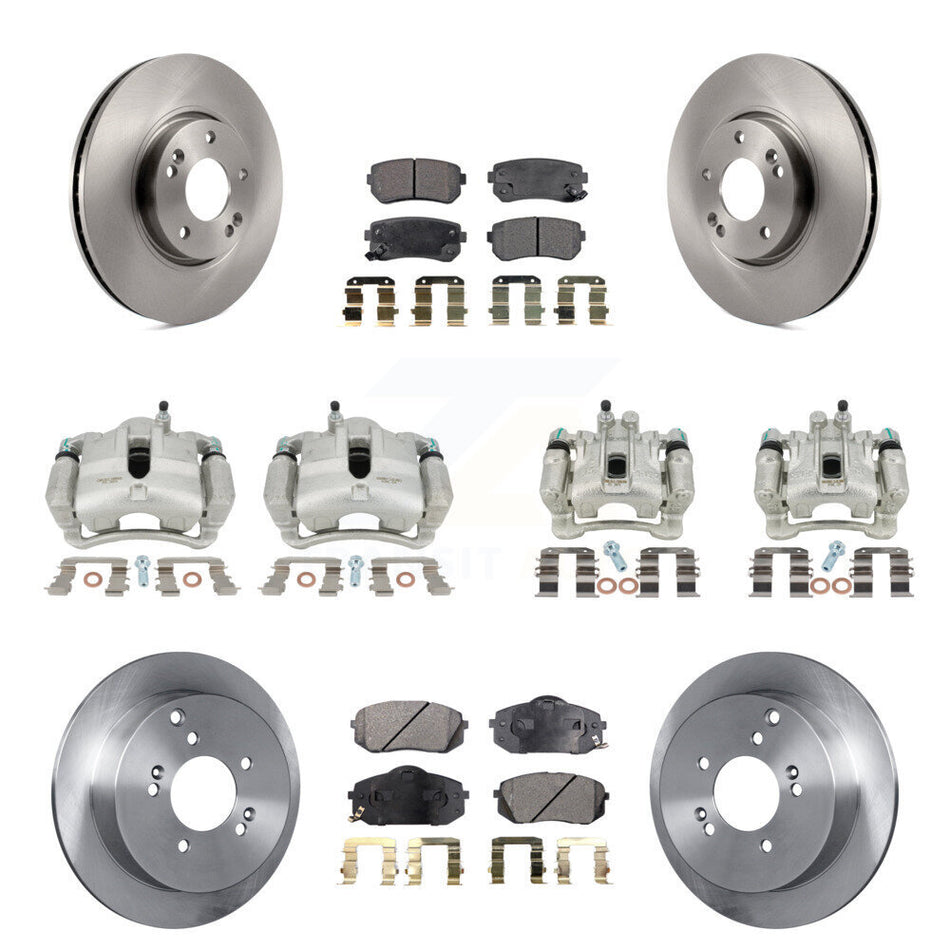 Front Rear Disc Brake Caliper Rotors And Semi-Metallic Pads Kit (10Pc) For Hyundai Tucson Kia Sportage KC8-101043P