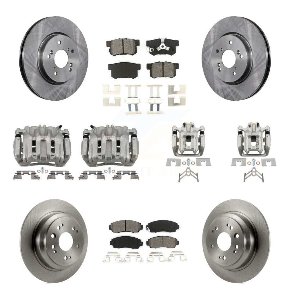 Front Rear Brake Caliper Rotor Semi-Metallic Pad Kit (10Pc) For 2012 Honda Crosstour FWD KC8-101043S