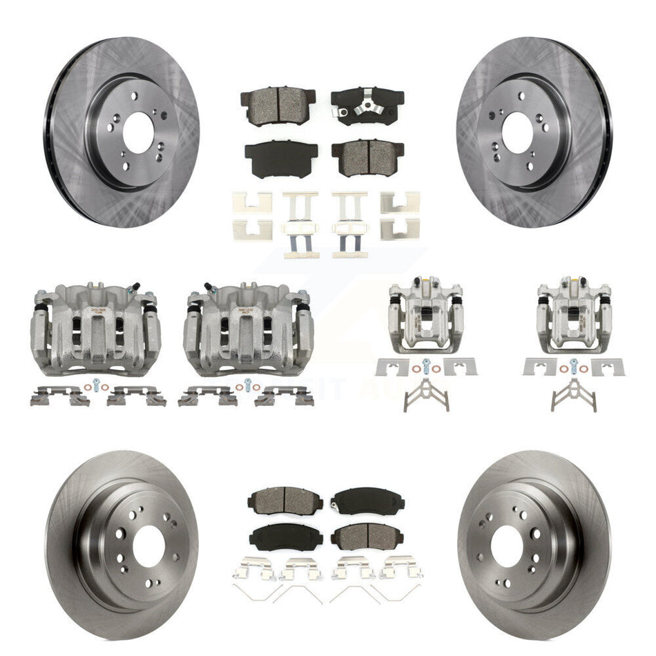 Front Rear Disc Brake Caliper Rotor And Semi-Metallic Pad Kit (10Pc) For Honda Crosstour KC8-101044S