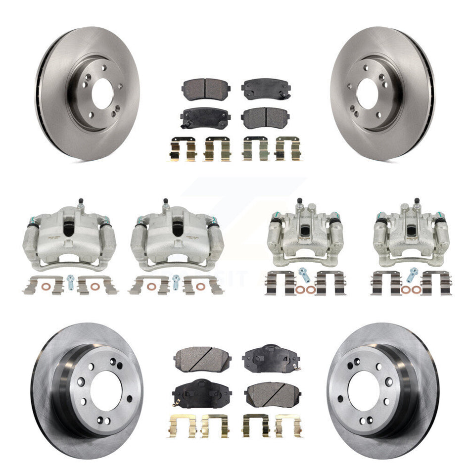 Front Rear Disc Brake Caliper Rotors And Semi-Metallic Pads Kit (10Pc) For Kia Sportage Hyundai Tucson KC8-101045P