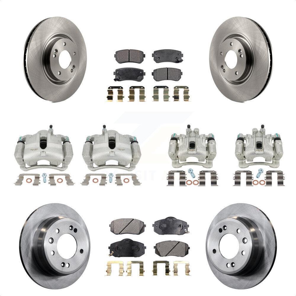 Front Rear Disc Brake Caliper Rotors And Semi-Metallic Pads Kit (10Pc) For 2015 Hyundai Tucson FWD with FUEL CELL EV (FCEV) engine KC8-101046P by Transit Auto